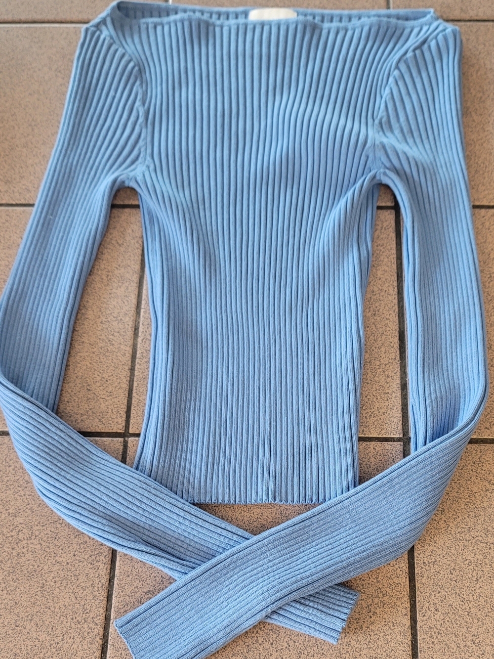 H&M Light Blue Ribbed Boatneck Sweater